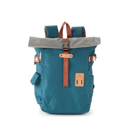 Blue travel rolltop backpack from Harvest Label