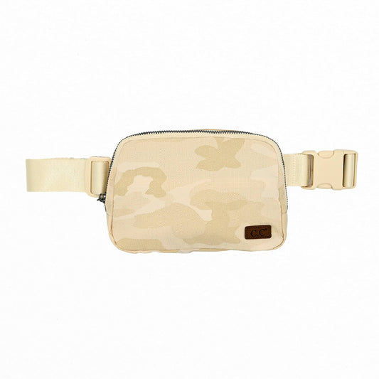 CC Branding beige camouflage crossbody fanny pack 