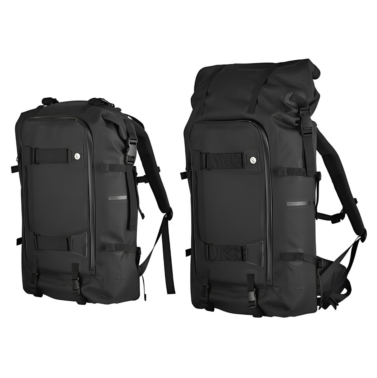 GC Habitat Hab.365 black travel backpack compact and expanded view