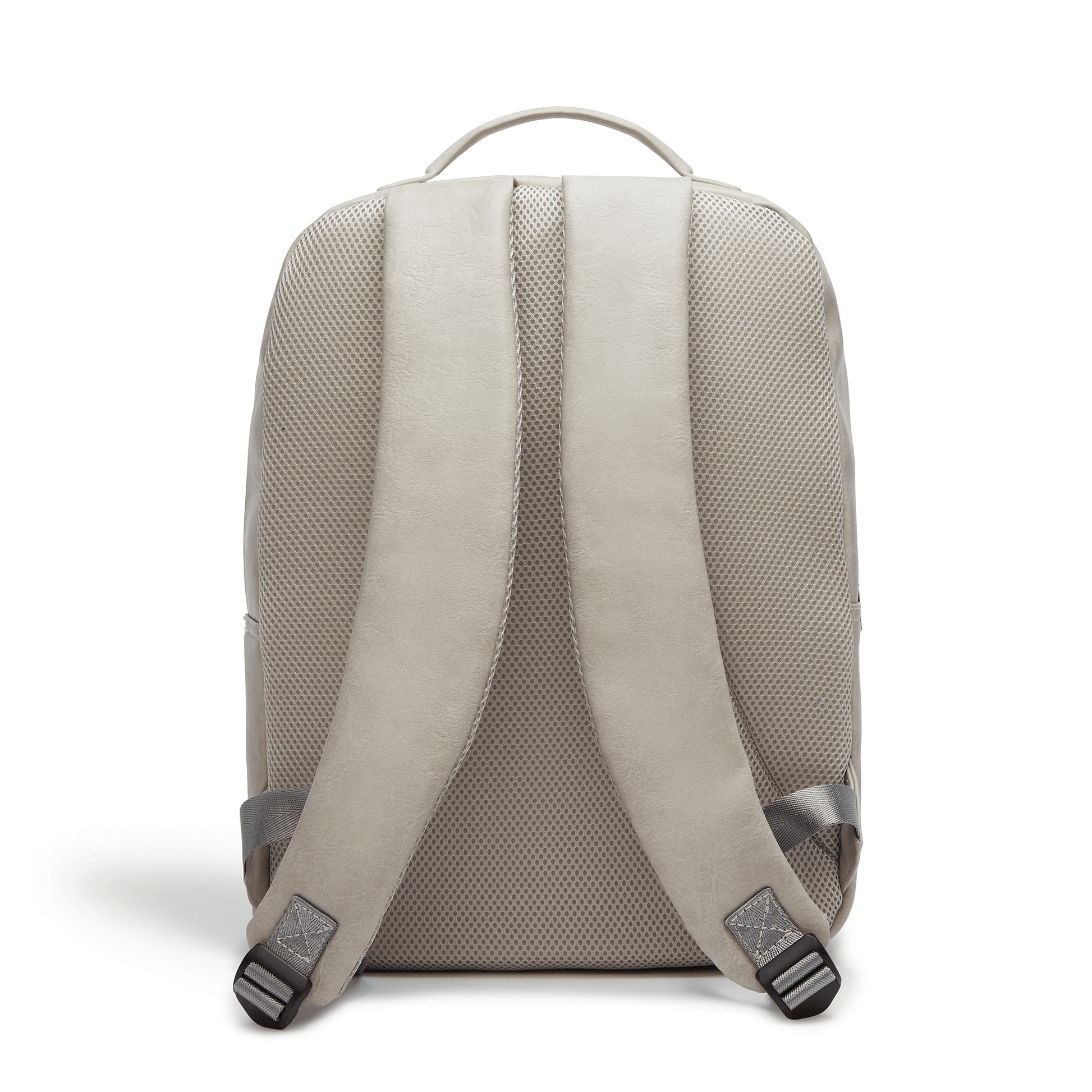 Back pad and shoulder straps of Labante London's grey vegan leather backpack