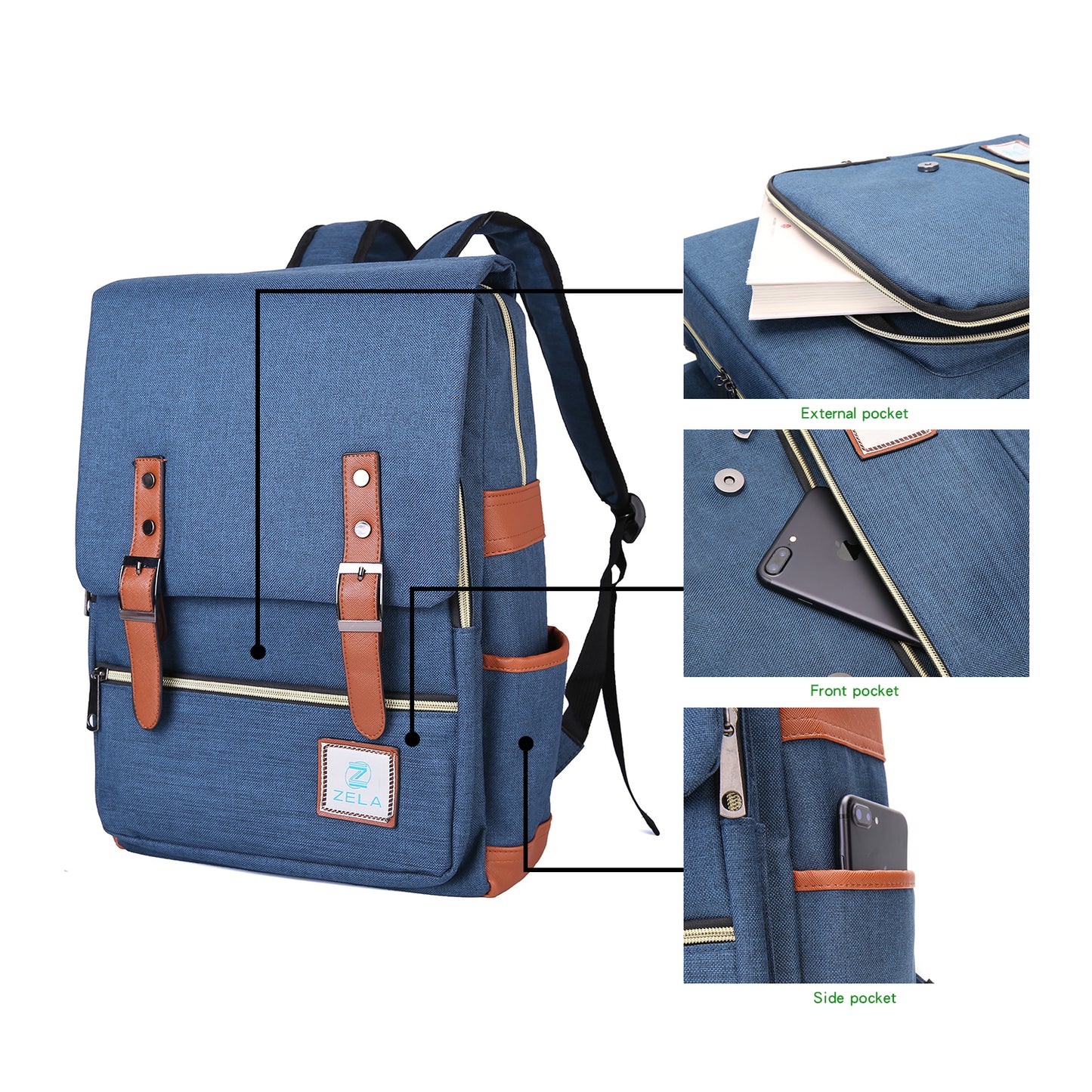 Slim Laptop Backpack/Daypack by Zela Vintage